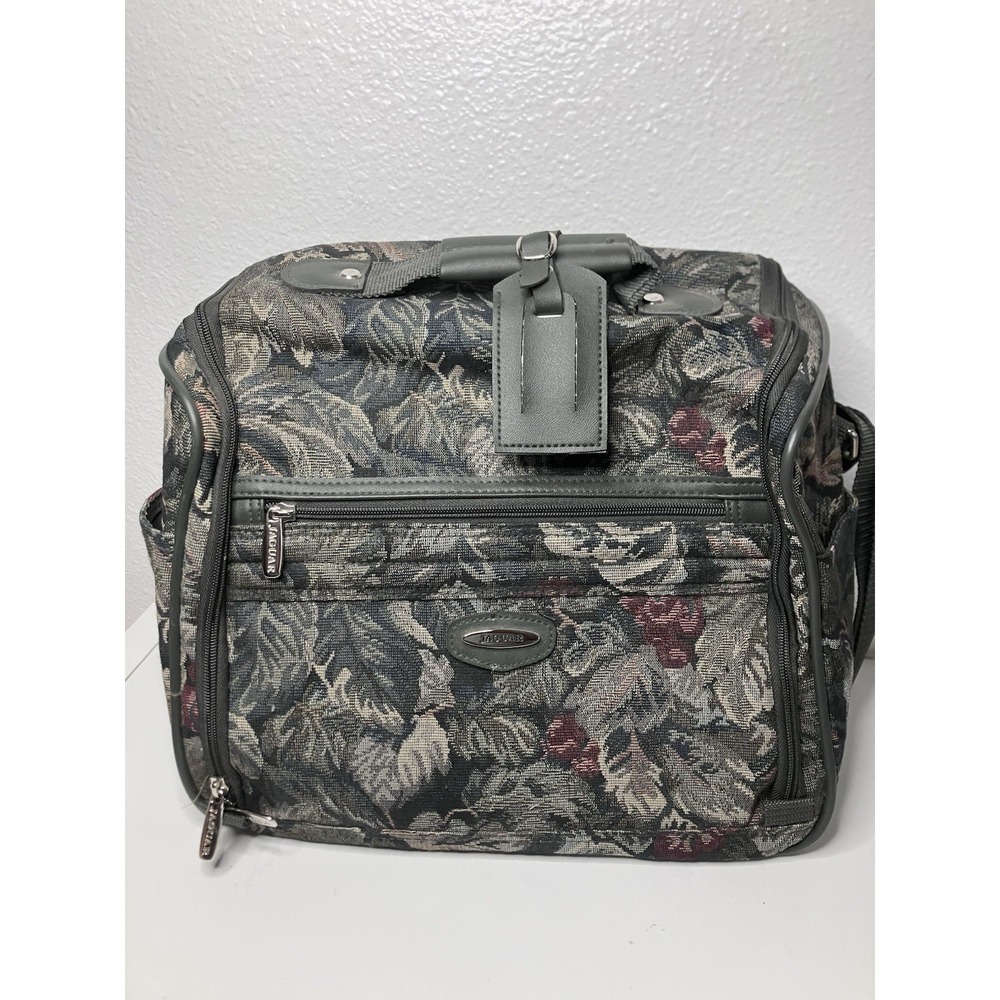 Vintage Jaguar Floral Tapestry Travel Bag Carryon Overnight Vanity Case Luggage